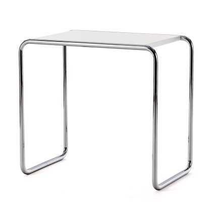 Table d'appoint B 9 Bauhaus originale, B 9c (H 55 x l 59 cm), Éléments peints, Blanc pur (RAL 9010)