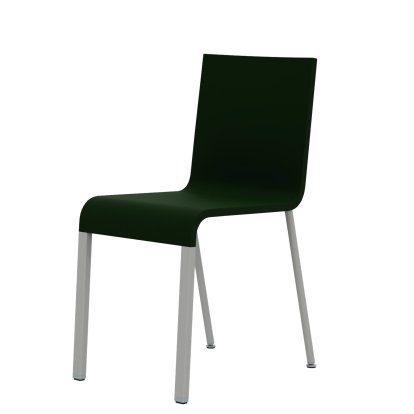 Chaise .03, Non-empilable, Pieds thermolaqué argent lisse, Sans accotoirs, Vert foncé
