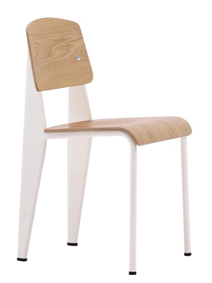 Chaise Standard, Piétement écru/assise et dossier chêne naturel