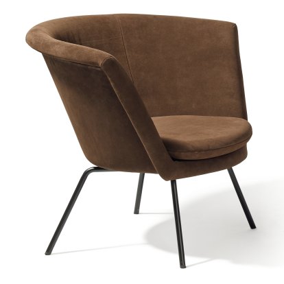 Fauteuil H57, Noir peint par poudrage, Cuir suède, Mocca