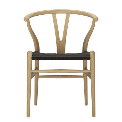 CH24 Wishbone Chair, Chêne savonné, Paillage noir