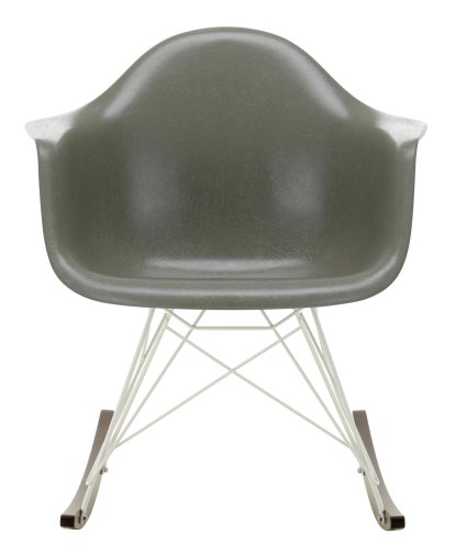 Eames Fiberglass Armchair RAR, Eames raw umber, Blanc, Érable foncé