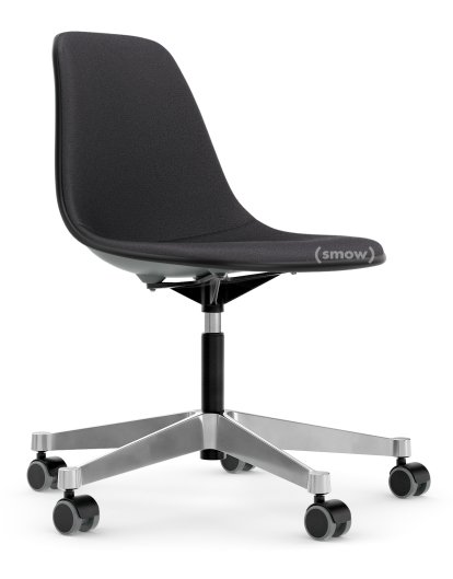 Eames Plastic Side Chair RE PSCC, Gris granit, Rembourrage intégral, Gris foncé