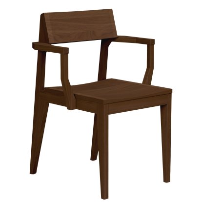 Chaise Schulz avec accotoirs, Non rembourré, Noyer ciré