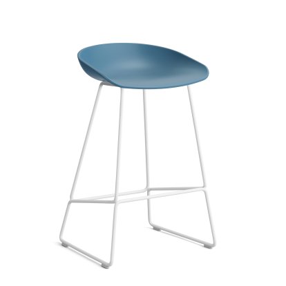 About A Stool AAS 38, Version cuisine: hauteur de l'assise 64 cm, Acier thermolaqué blanc, Azure blue 2.0