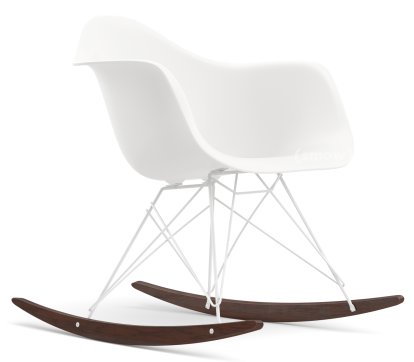 Fauteuil Eames Plastic Armchair RE RAR, Blanc non-RE, Revêtement blanc, Érable foncé