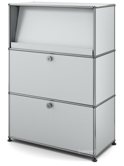 Meuble haut Highboard M USM Haller avec présentoir incliné, Argent mat USM