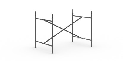 Châssis de table Eiermann 2, Noir, Vertical, centré  , 100 x 66 cm, Avec rallonge en hauteur (hauteur 72-85 cm)