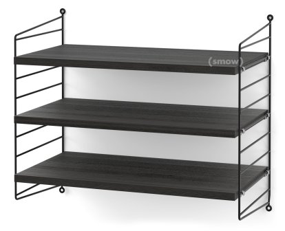 Étagère murale S String, 30 cm, Noir, Placage frêne noir