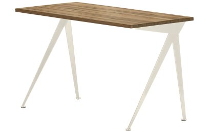 Bureau Compas Direction, Noyer américain massif huilé, Écru