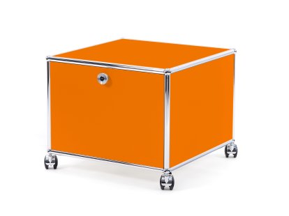 Caisson imprimante USM Haller, 50 cm, Orange pur RAL 2004, Avec roulettes