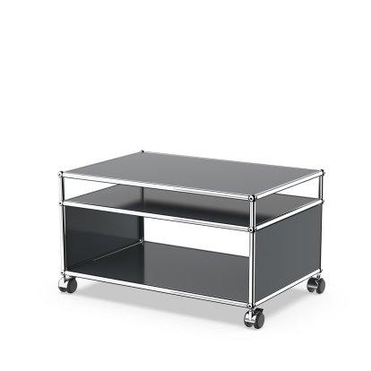 USM Haller table d'appoint à roulettes, Anthracite RAL 7016, Durs pour tapis
