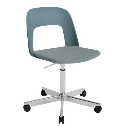 Chaise pivotant Layout 143 avec assise rembourrée, Océan / Mode 045, Aluminium poli