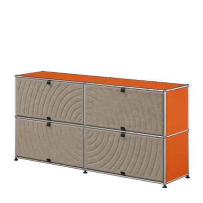 Buffet USM Haller L avec USM Soft Panels, rond, Orange pur RAL 2004, Taupe