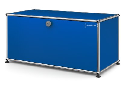 Meuble bas Lowboard M USM Haller avec porte abattante, Bleu gentiane RAL 5010