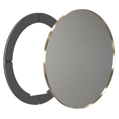 Unu Miroir avec éclairage LED rond (set), ø 100 cm, Or brossé