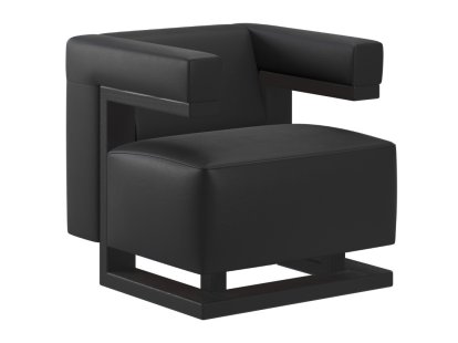 Fauteuil Gropius F51, Cuir, Noir, Frêne laqué noir