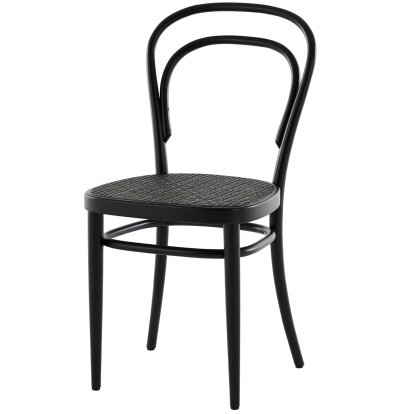 Chaise bistrot 214 / 214 M originale, Sans accotoirs, Hêtre teinté noir, Cannage dark melange