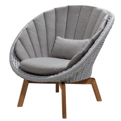 Fauteuil lounge Peacock, Medium flat soft Rope -Light grey, Natté - Taupe