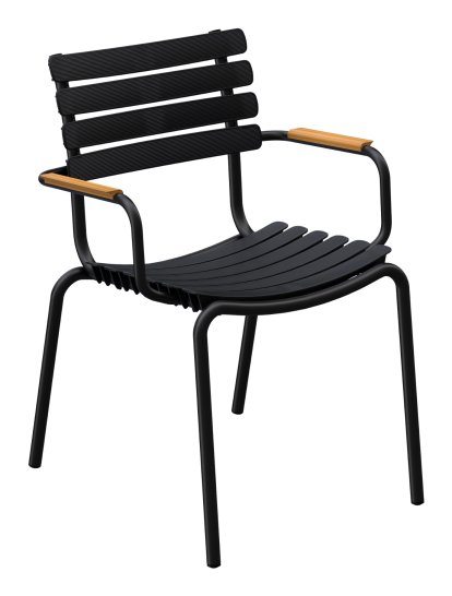 Chaise ReCLIPS, Noir, Accotoirs bambus