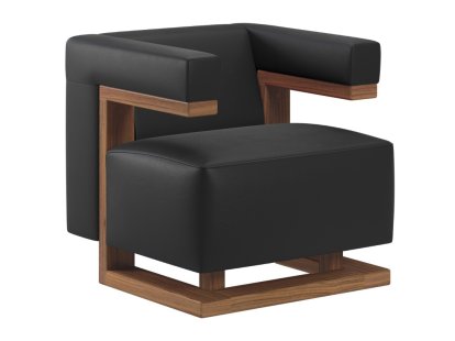Fauteuil Gropius F51, Cuir, Noir, Noyer