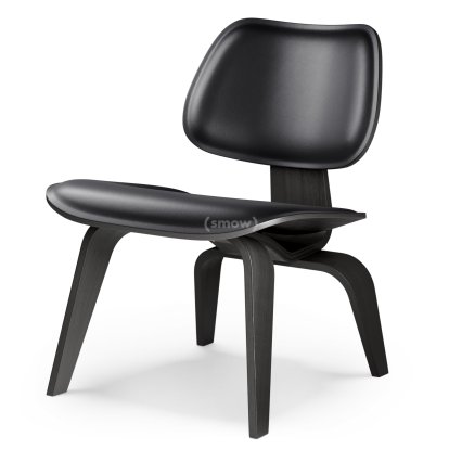 Fauteuil LCW / LCW Leather, Frêne noir, assise cuir nero