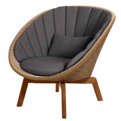 Fauteuil lounge Peacock, Large flat Weave - Natural, Focus - Gris foncé
