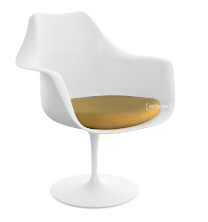 Fauteuil Tulipe Saarinen, Rotatif, Coussin d'assise, Blanc, Gold (Eva 154)