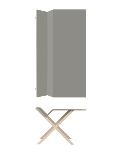 Bureau Kant, 190 cm, 74 cm, FU (bouleau contreplaqué) linoleum gris