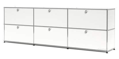 Meuble mixte Sideboard XL USM Haller, personnalisable, Blanc pur RAL 9010, Avec 3 portes abattantes, Avec 3 portes abattantes