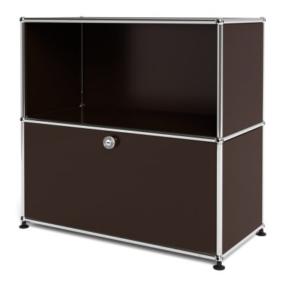 Meuble mixte Sideboard M USM Haller, personnalisable, Marron USM, Ouvert, Avec  porte abattante