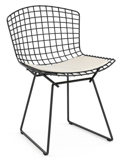 Chaise Bertoia, Noir, Vinyl blanc