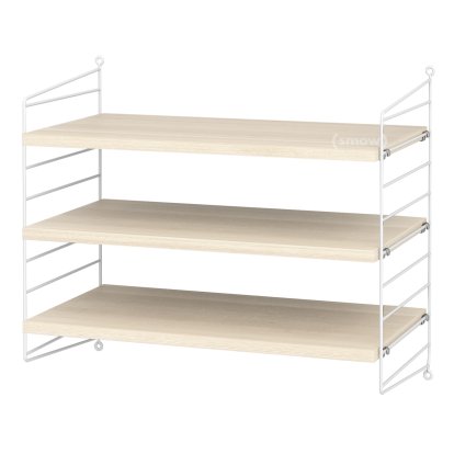 Étagère murale S String, 30 cm, Blanc, Placage frêne  