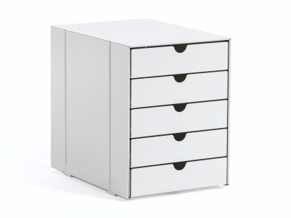 Lot de casiers C4 Inos pour étagère USM Haller, Avec 5 plateaux, Blanc pur RAL 9010