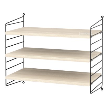 Étagère murale S String, 30 cm, Noir, Placage frêne  