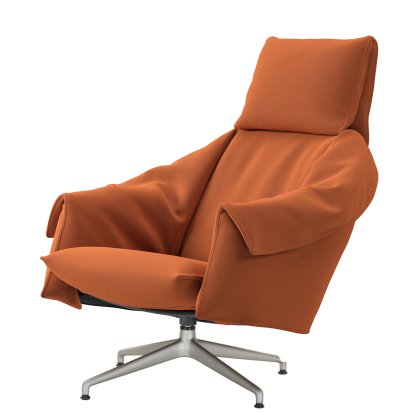 Fauteuil lounge Bascule à dossier haut avec piètement à quatre branches, Sans repose-pieds, Tissu Hola, terracotta, 43 cm, Aluminium sablé