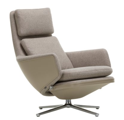 Fauteuil Grand Relax, Sans repose-pieds, Tissu Cosy, fossil / Cuir Forte, sand, Poli, 41,5 cm