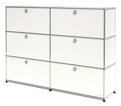 Meuble haut Highboard L USM Haller, personnalisable, Blanc pur RAL 9010, Avec 2 portes abattantes, Avec 2 portes abattantes, Avec 2 portes abattantes