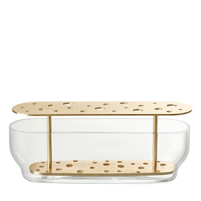 Vase Ikebana , Long (H 10 x L 33,5 x P 9,5 cm), Plaqué laiton