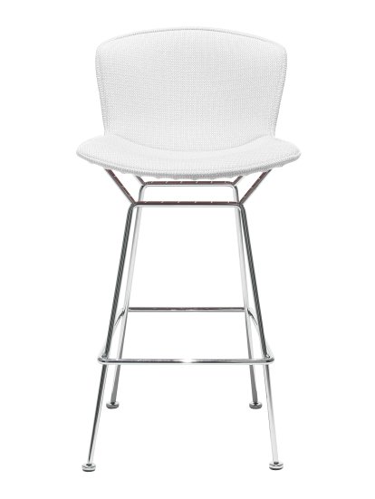 Chaise de bar Bertoia, Rembourrage intégral, Chromé, Ivory (Tonus 100)