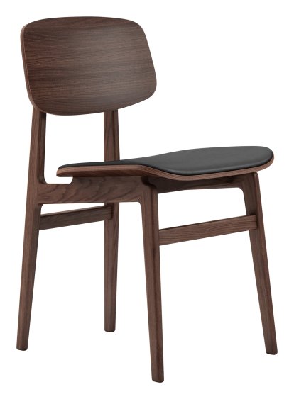 NY11 Dining Chair, Chêne fumé foncé - Cuir Ultra noir