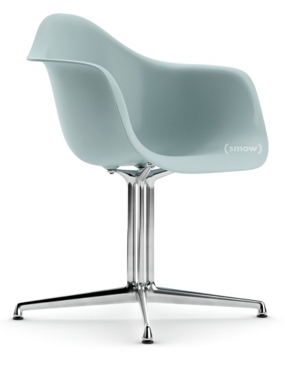Eames Plastic Armchair DAL, Gris bleuté, Sans rembourrage, Sans rembourrage, Aluminium poli, Nouvelle hauteur d'assise (43,0 cm)