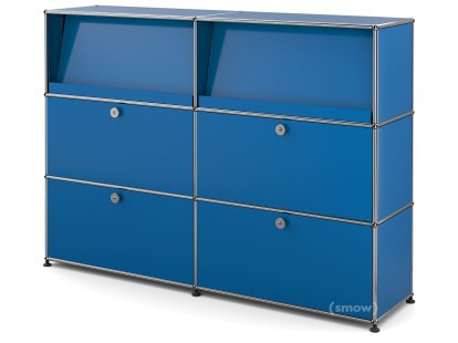 Meuble haut Highboard L USM Haller avec présentoir incliné, Bleu gentiane RAL 5010