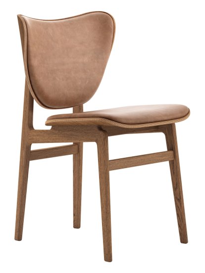 Elephant Dining Chair, Chêne fumé clair, Cuir Dunes camel