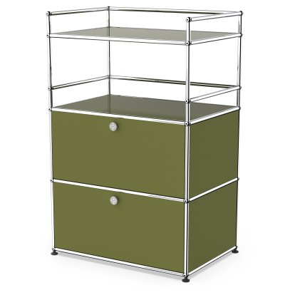 USM Haller meuble mini-bar , Vert olive RAL 6003, Avec 2 portes abattantes