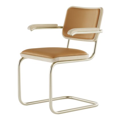 JS . Thonet - Chaise cantilever S 64 P/V Nordic , Nordic 02 - cuir, noyer brûlé