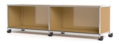 Meuble bas Lowboard TV/Hi-Fi USM Haller, personnalisable, Beige USM, Ouvert, Sans passe-câbles