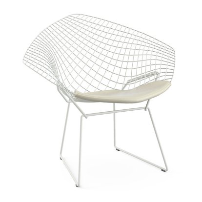 Fauteuil Diamond, Avec coussin, Revêtement protecteur blanc Rilsan, Vinyl blanc