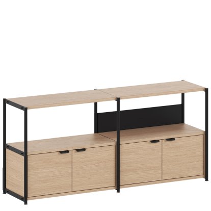 Buffet Unit en bois, 1 x portes doubles, Chêne / Noir graphite