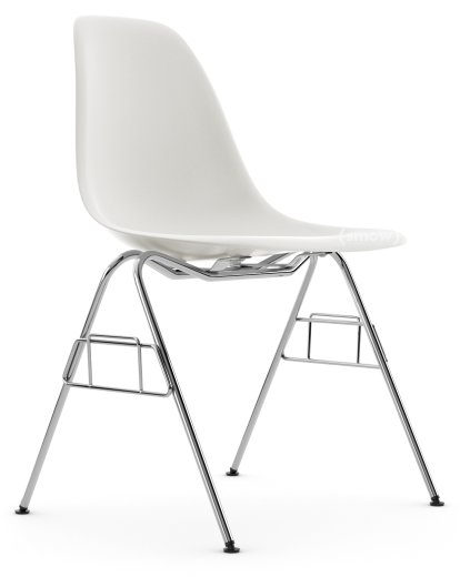 Eames Plastic Side Chair RE DSS / DSS-N, Blanc non-RE, Sans rembourrage, Sans rembourrage, Sans liaison de rangée (DSS-N)